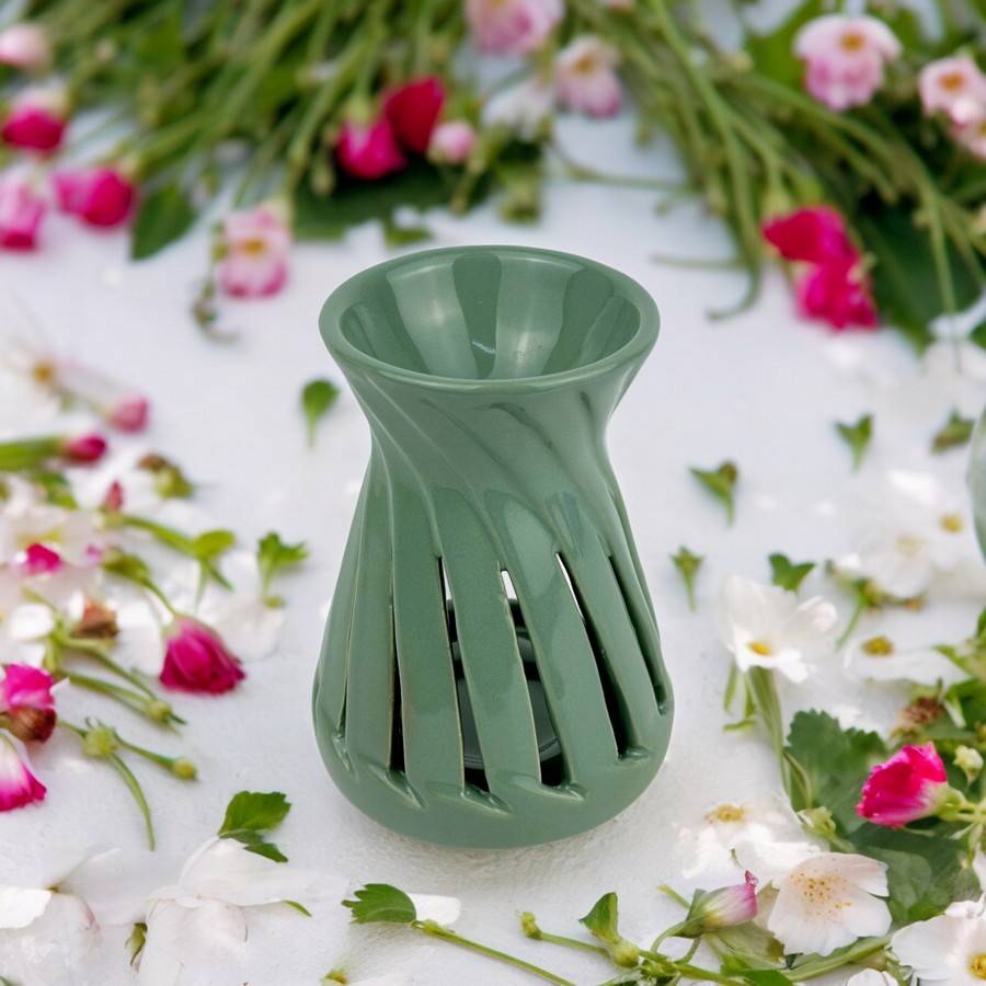 Brûle-Parfum Céramy Corta Vert 50 ml - Atmosphère Parfumée - Objet Artisanal - Aromathérapie - Déco Minimaliste - H12cm - Zen'Arôme - Image 1