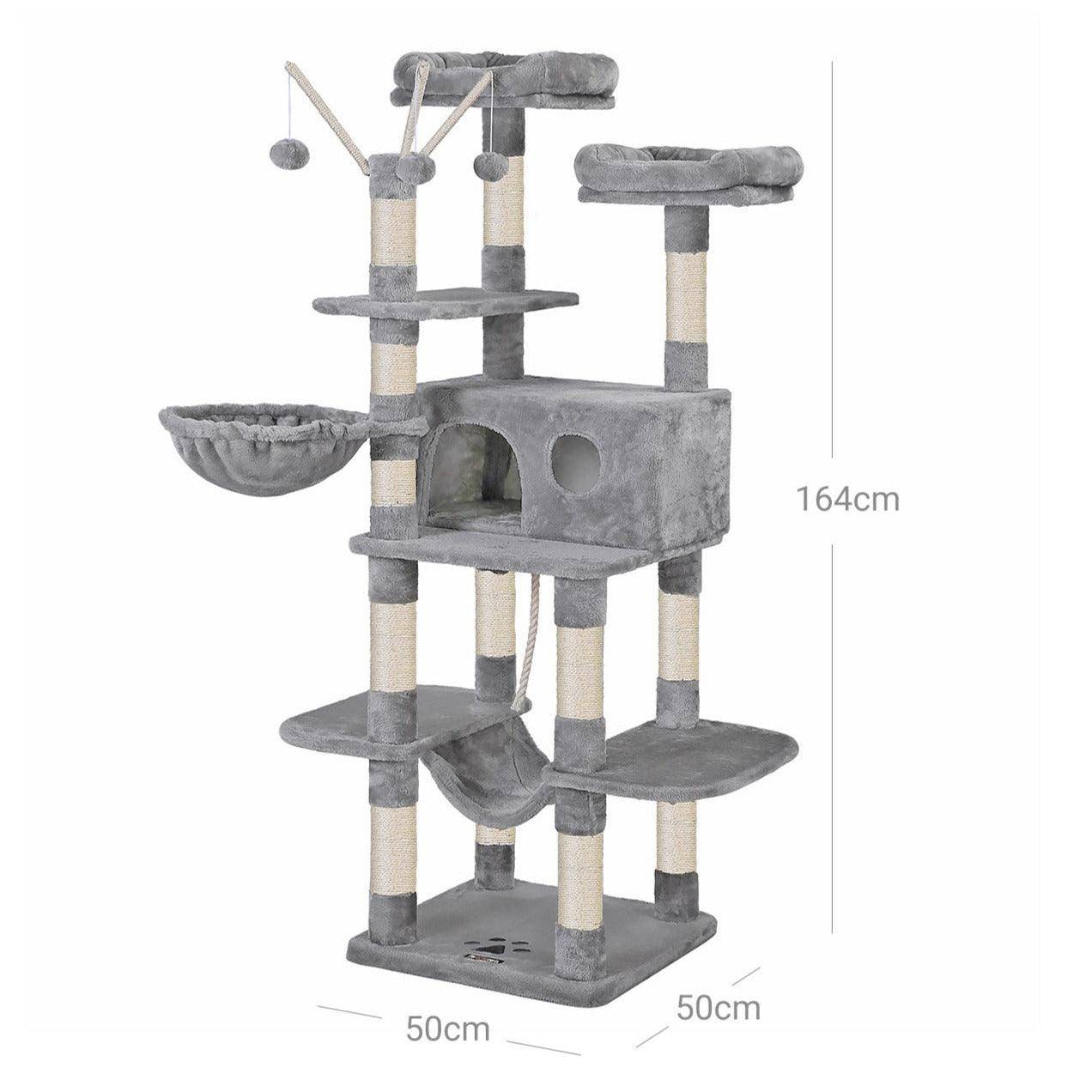 Arbre à chat XXL tour de jeux 164 cm gris clair - Image 2