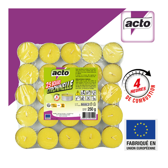 Acto - Lot de 25 Bougies Citronnelle Compactes: Protection 4 heures contre les Moustiques - Image 2