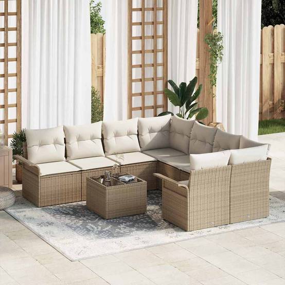 ComfortXL - Salon de Jardin d'Angle 9 Pièces en Polyrotin Design Spacieux Beige – ComfortXL Outdoor Living - Image 1