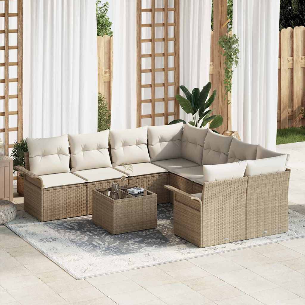 ComfortXL - Salon de Jardin d'Angle 9 Pièces en Polyrotin Design Spacieux Beige – ComfortXL Outdoor Living - Image 1