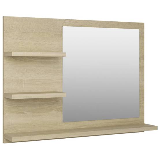 Miroir de salle de bain chêne sonoma 60x10,5x45 cm aggloméré - Image 1