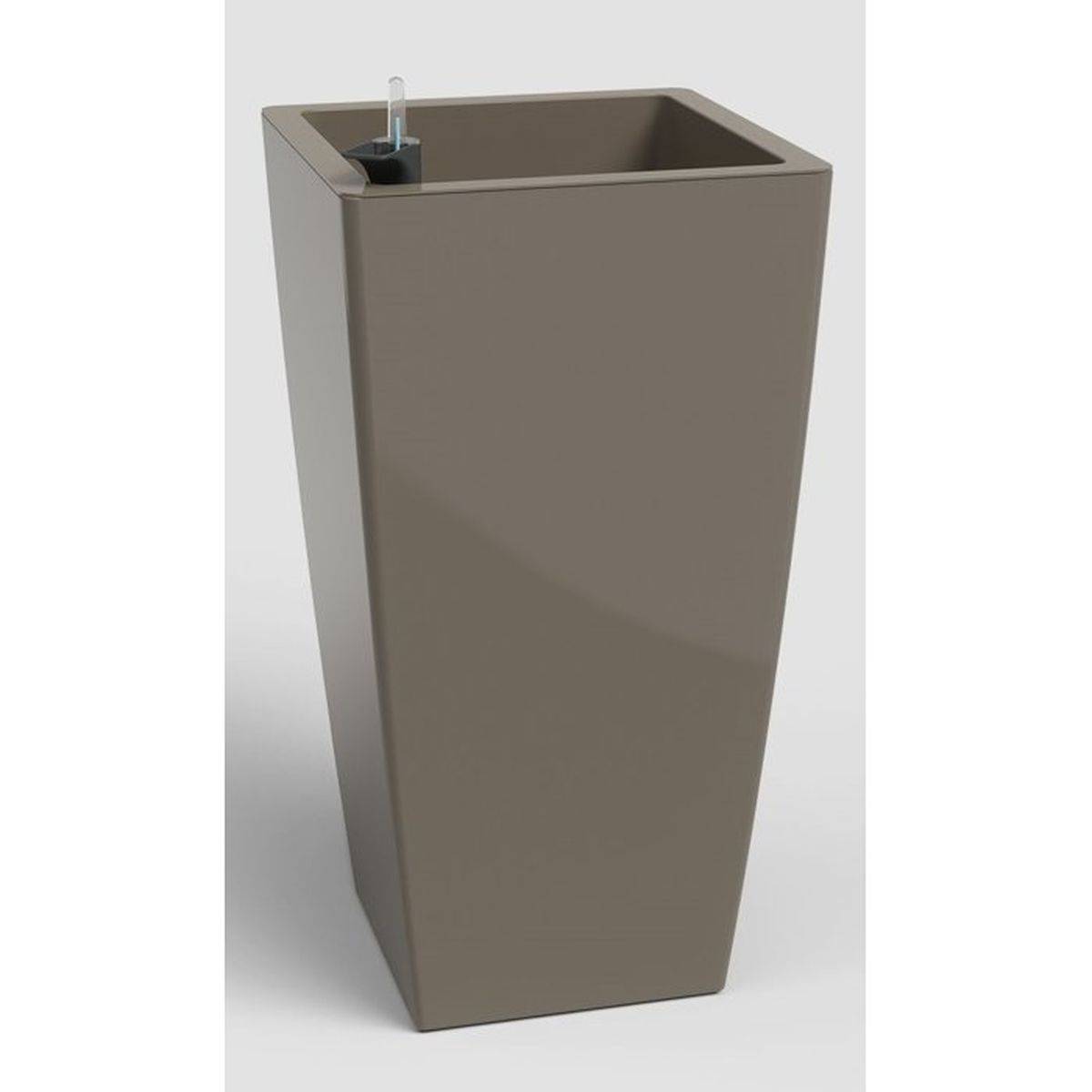 Pot carré auto-arrosant SWS Pisa 45 L taupe plastique anti-UV, Ø33 x H61 cm - Artevasi - Image 1