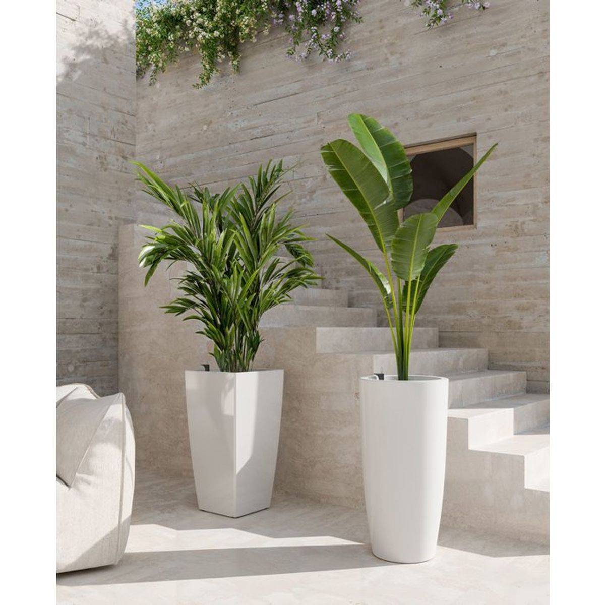 Pot carré auto-arrosant SWS Pisa 45 L taupe plastique anti-UV, Ø33 x H61 cm - Artevasi - Image 4