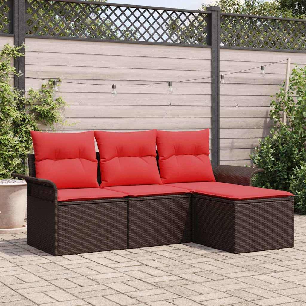 Vidaxl - Ensemble de canapé de jardin 4 pcs Marron polyrotin vidaXL 3345314 - Image 1
