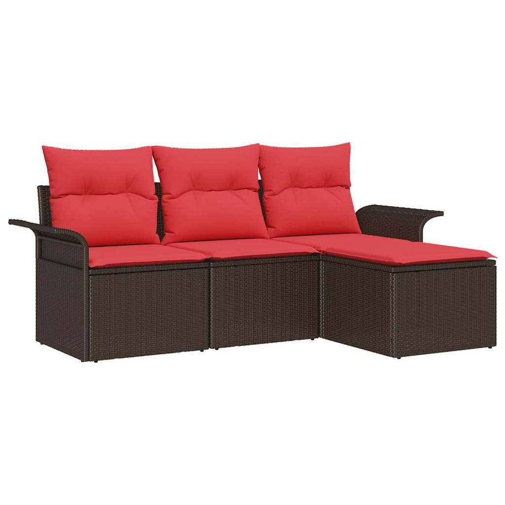 Vidaxl - Ensemble de canapé de jardin 4 pcs Marron polyrotin vidaXL 3345314 - Image 2