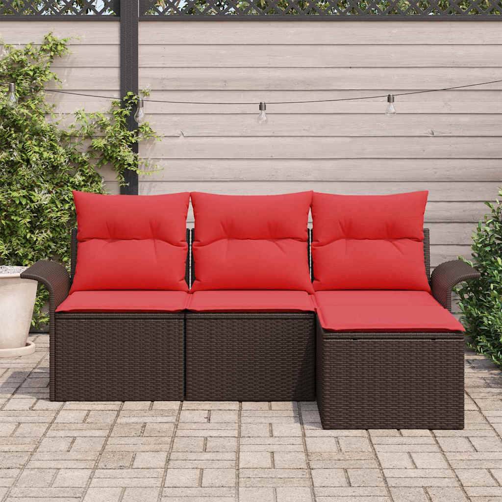 Vidaxl - Ensemble de canapé de jardin 4 pcs Marron polyrotin vidaXL 3345314 - Image 4