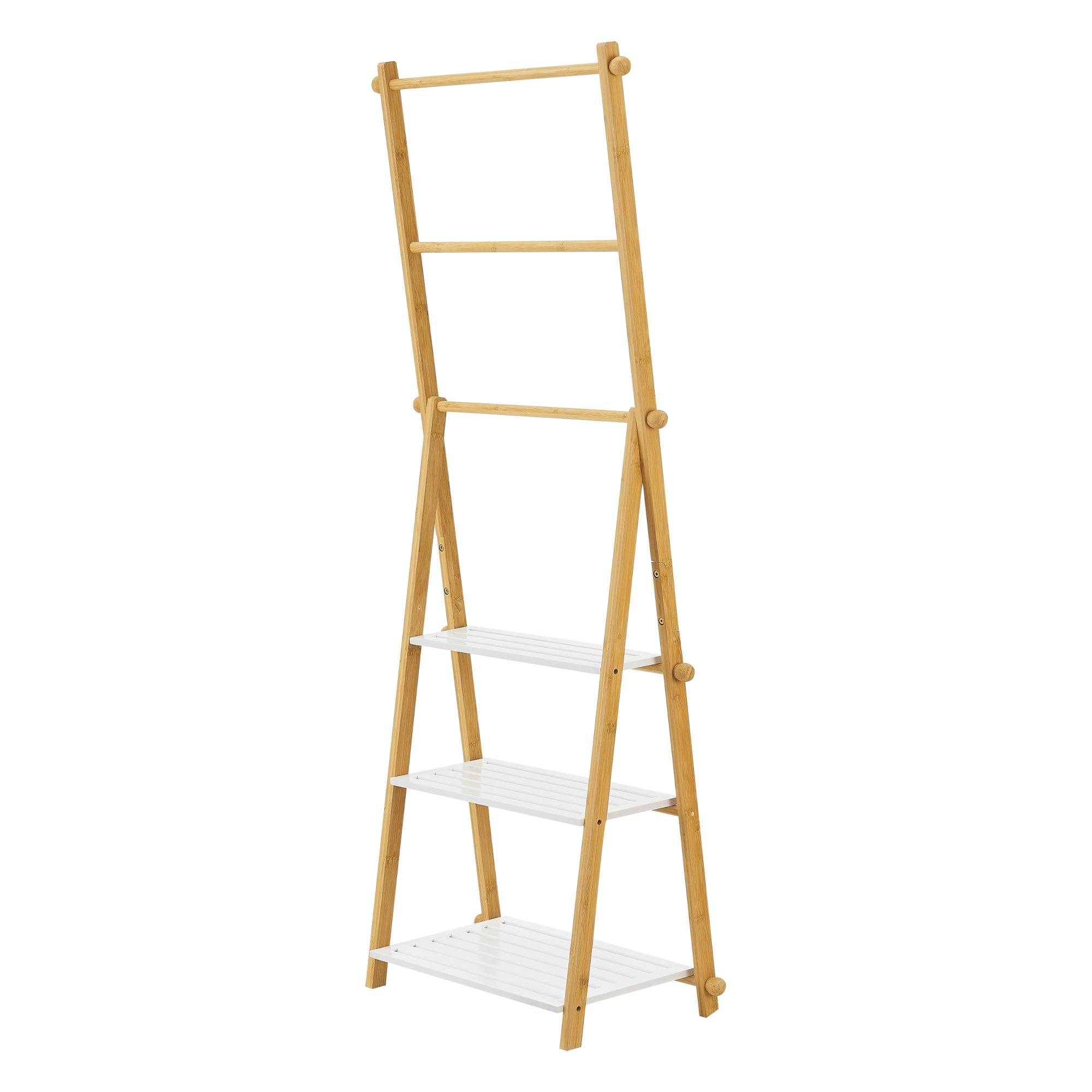 Étagère échelle avec porte-serviettes pour salle de bain 152 x 53 x 31 cm bambou - Image 4