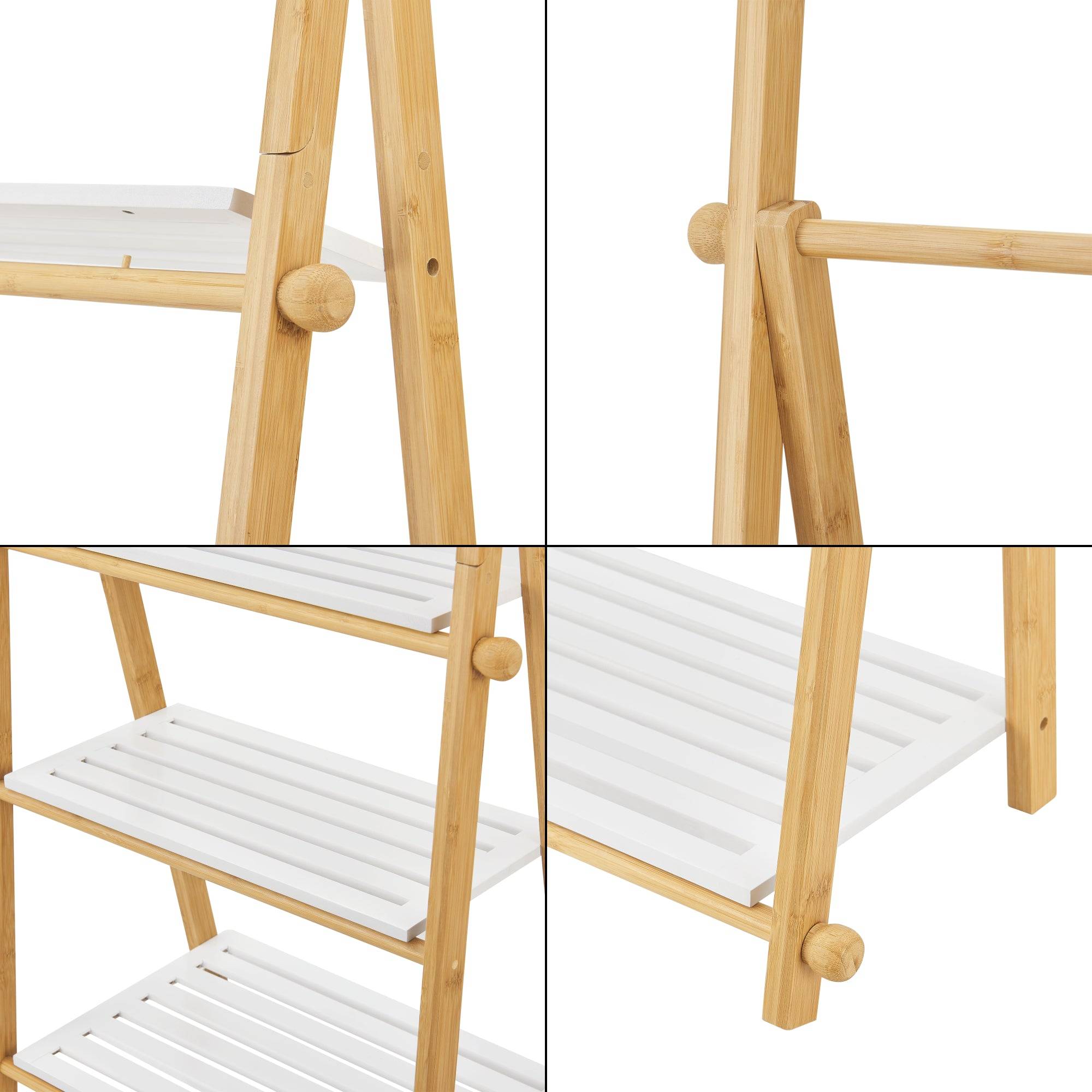 Étagère échelle avec porte-serviettes pour salle de bain 152 x 53 x 31 cm bambou - Image 5