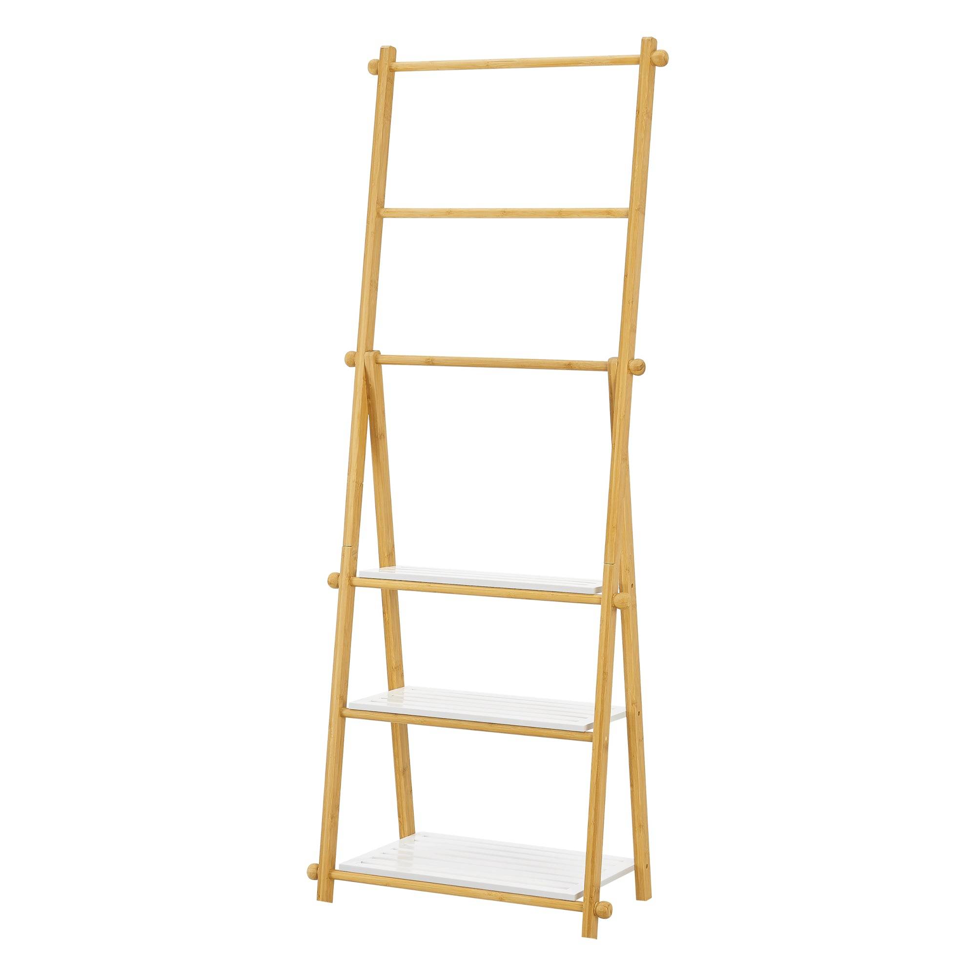 Étagère échelle avec porte-serviettes pour salle de bain 152 x 53 x 31 cm bambou - Image 1