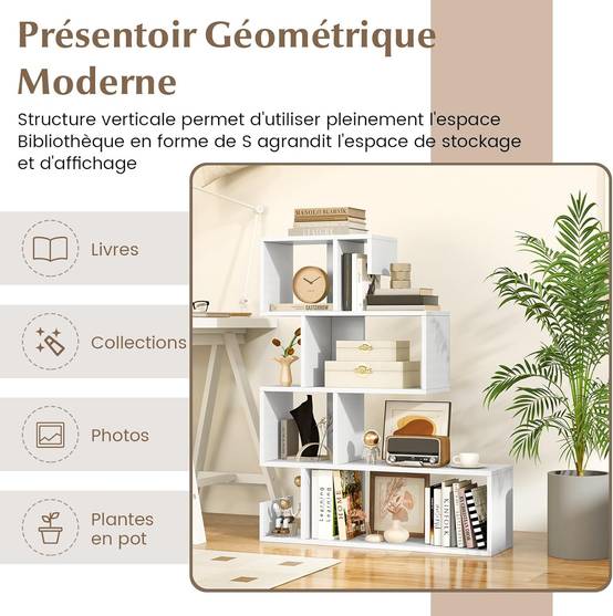 Bibliothèque 5 Étages Avec Protection Anti-Chute - Étagère Haute Rangement Livres Et Garage
