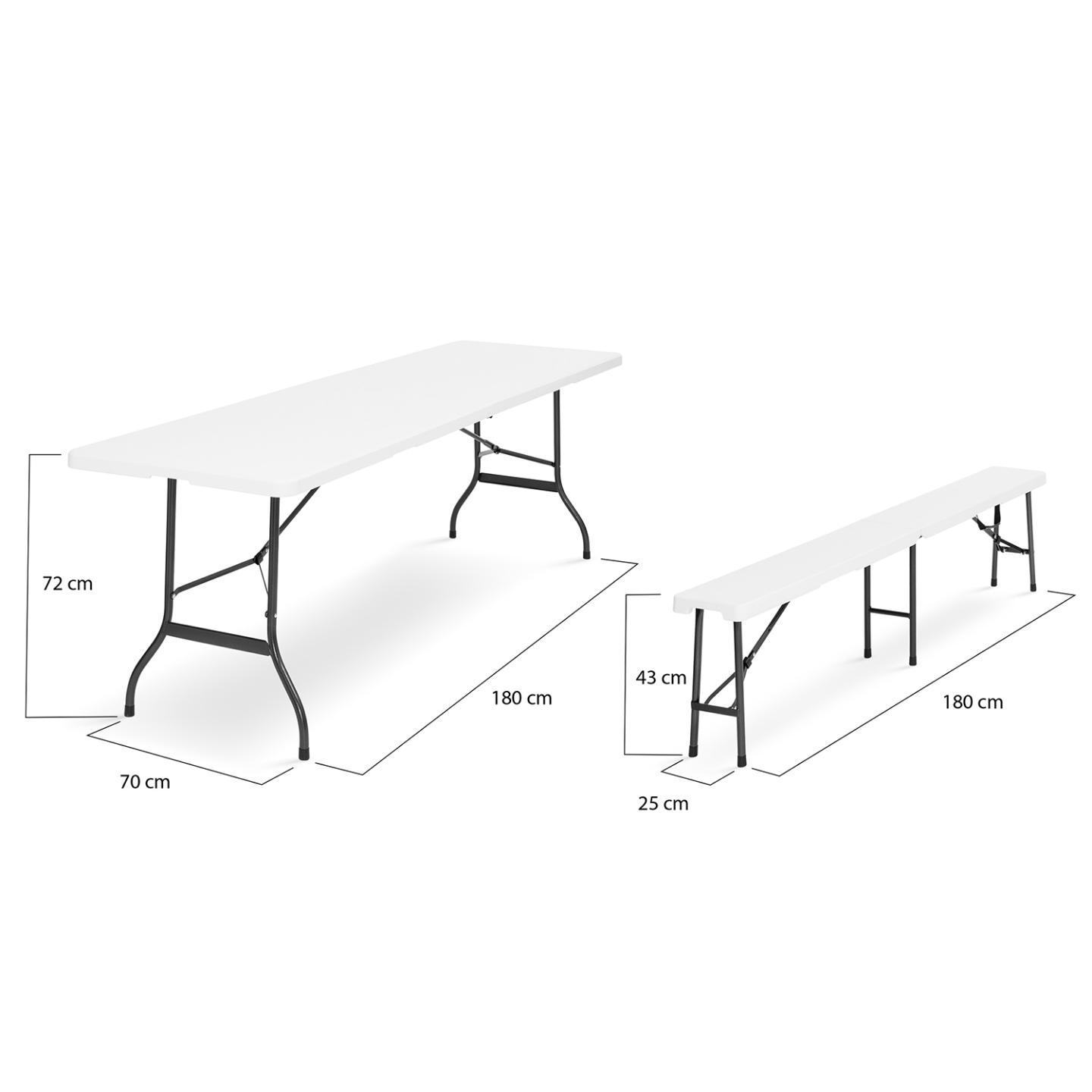 Table pliante d'appoint portable 180 cm et 2 bancs pliables pour camping ou réception - Image 4