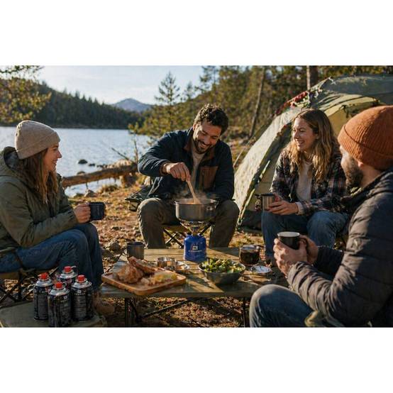 Réchaud à gaz 2200W Coque Acier + 4 cartouches de gaz 190g - Réchaud de camping portable & Léger KEMPER - Image 2