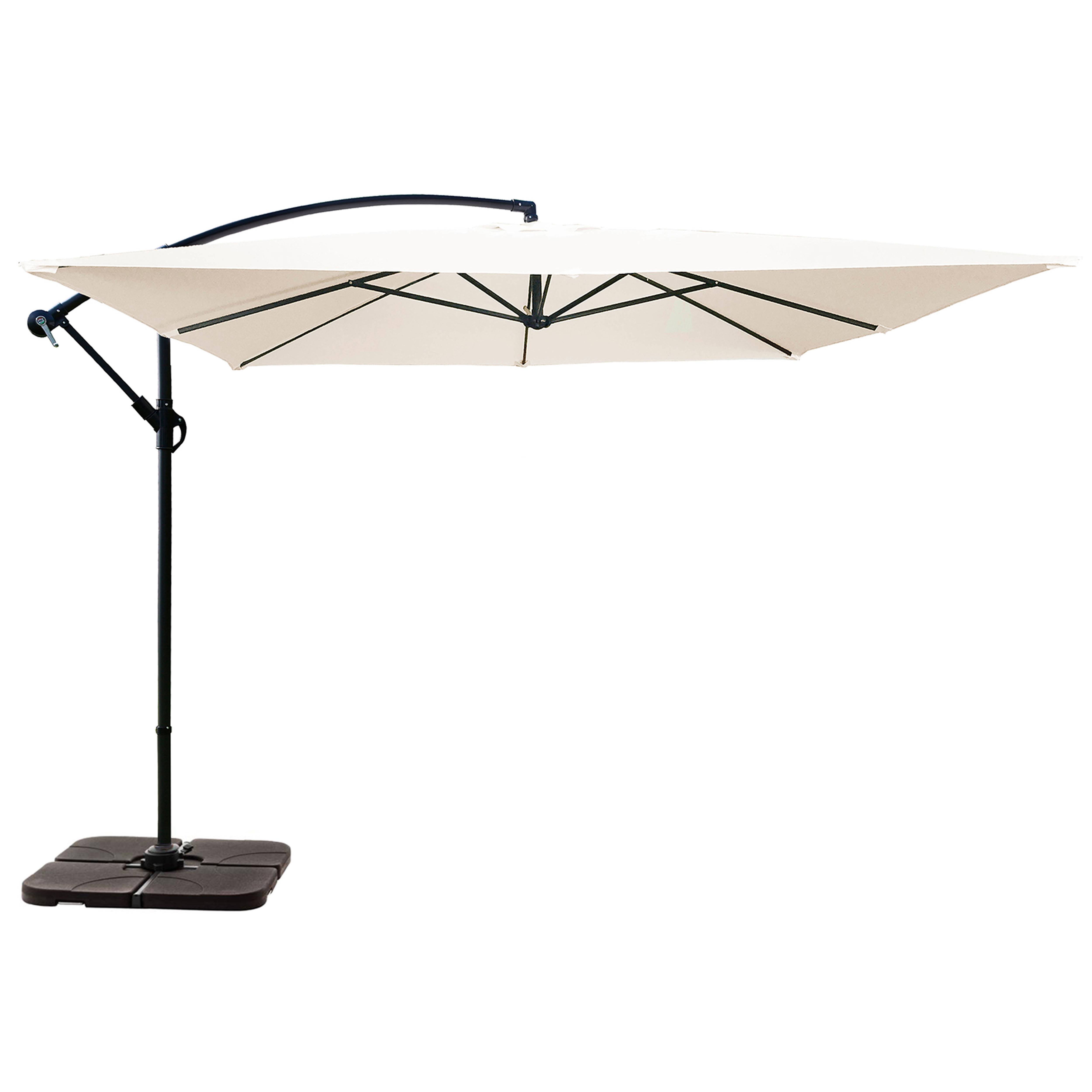 Oviala - Parasol déporté 3x3m et 4 dalles à remplir acier blanc  Genova - Oviala