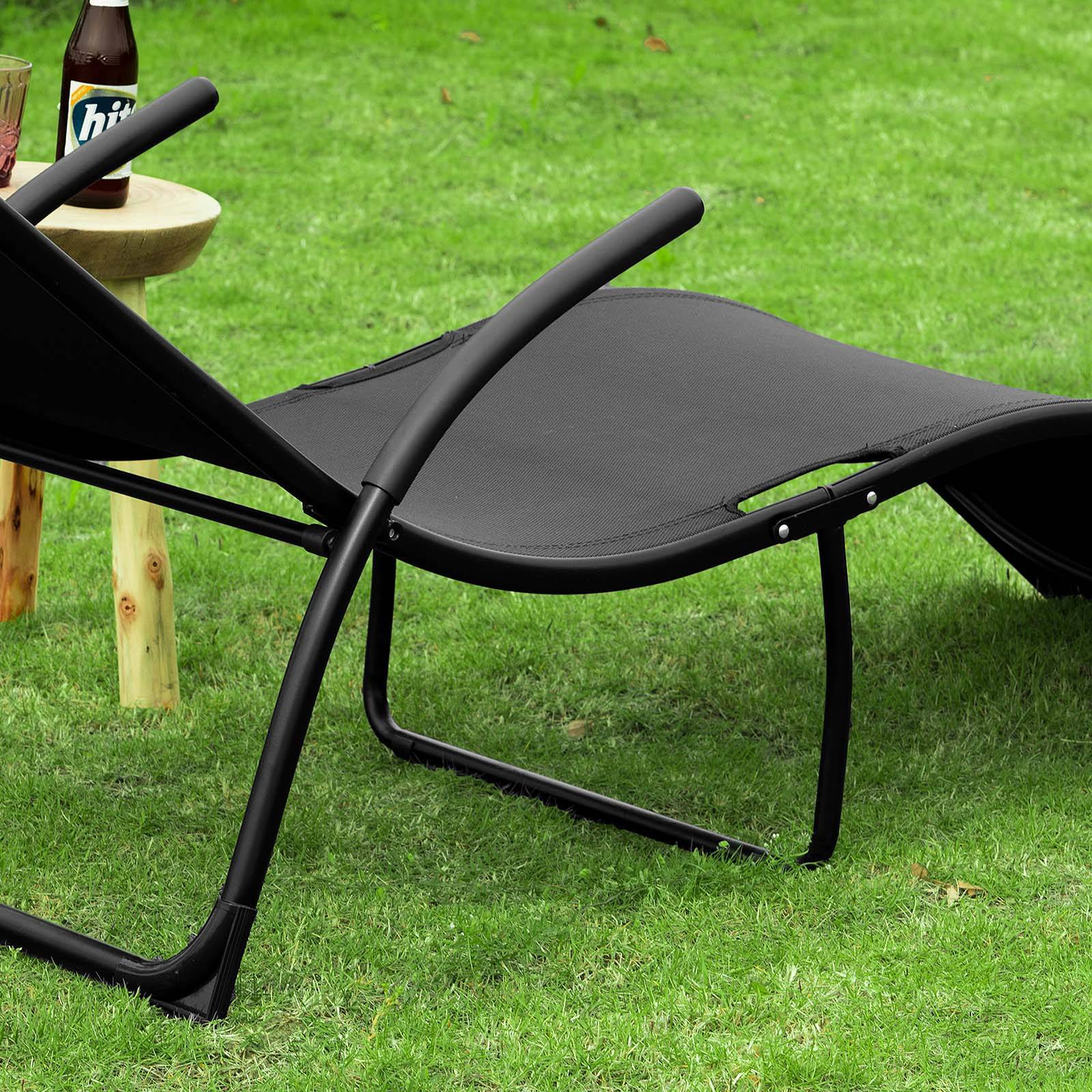 Bain de Soleil Transat de Jardin Pliable Noir L.173 x l.60 x H.69 cm SoBuy - Image 7