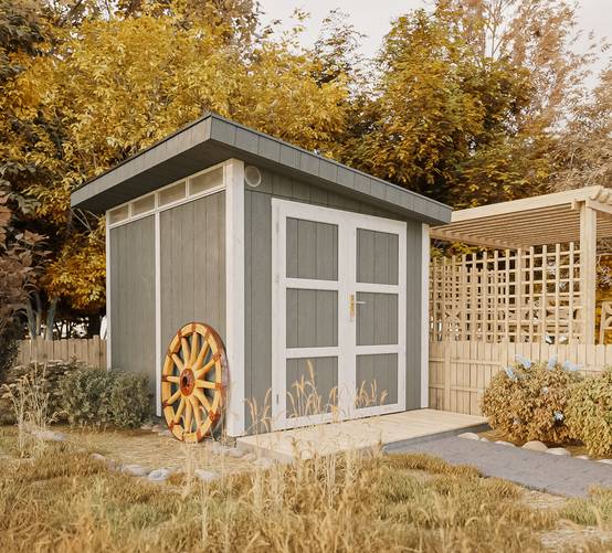 Timbela - Abri de Jardin Qualité Premium 6m² / L294xL279cm - Kit tout compris avec sol, tuiles bitumineuses, set de peinture - Timbela M903A-TERRA BROWN - Image 4