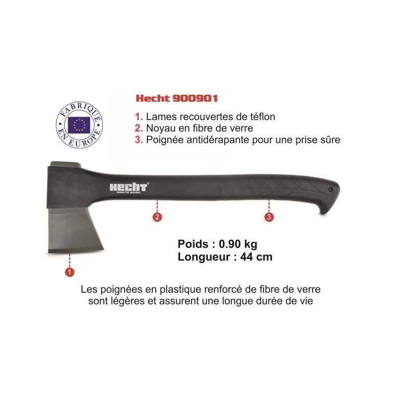 Hecht Hache a fendre merlin 44 cm longue 900 gr Lame recouverte de teflon universelle - Image 2