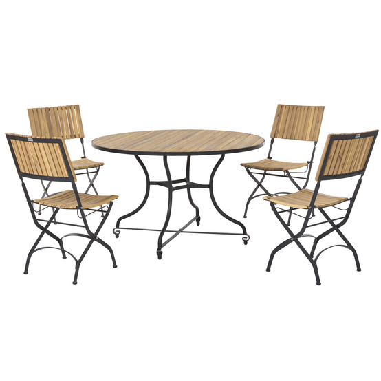 Beliani - Set de salle à manger, 4 Personnes Acacia Marron clair LASCARI - Beliani - Image 1