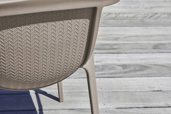Fauteuil de jardin empilable en Polypropylène renforcé - Taupe - HOP - Image 3
