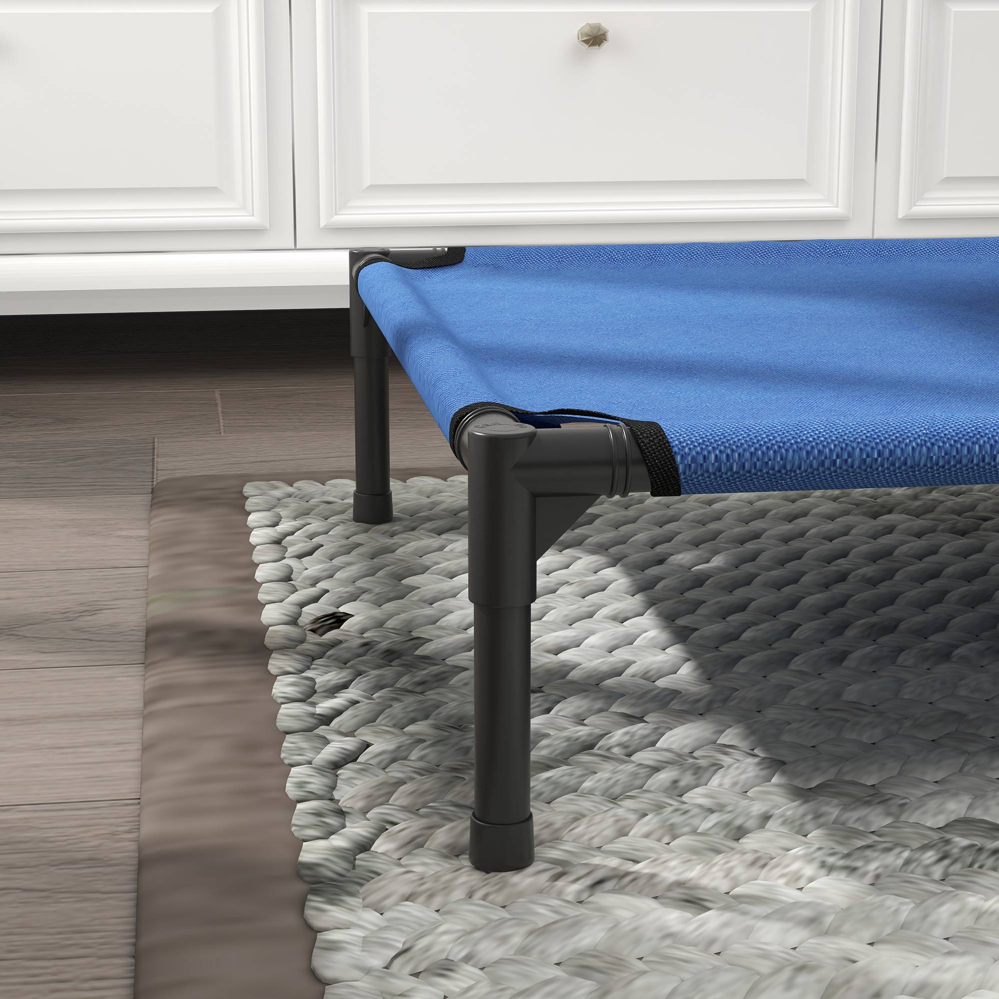 ComfortXL - Lit surélevé pliable pour chien en métal et tissu Oxford bleu 76 x 61 x 18 cm pour intérieur et extérieur - Image 8
