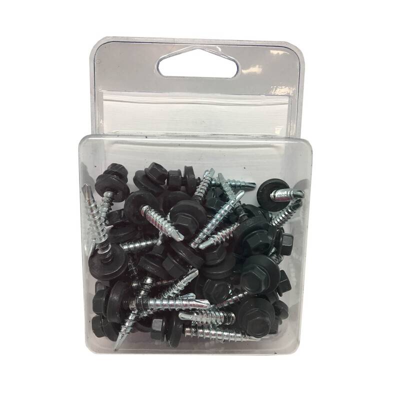 kit de 50 VIS AUTOPERCEUSES (4,9 x 35 mm) + 50 rondelles d'étanchéité pour panneaux tuiles facile - Coloris - Gris anthracite mat, Longueur - 3.5 cm - Image 3