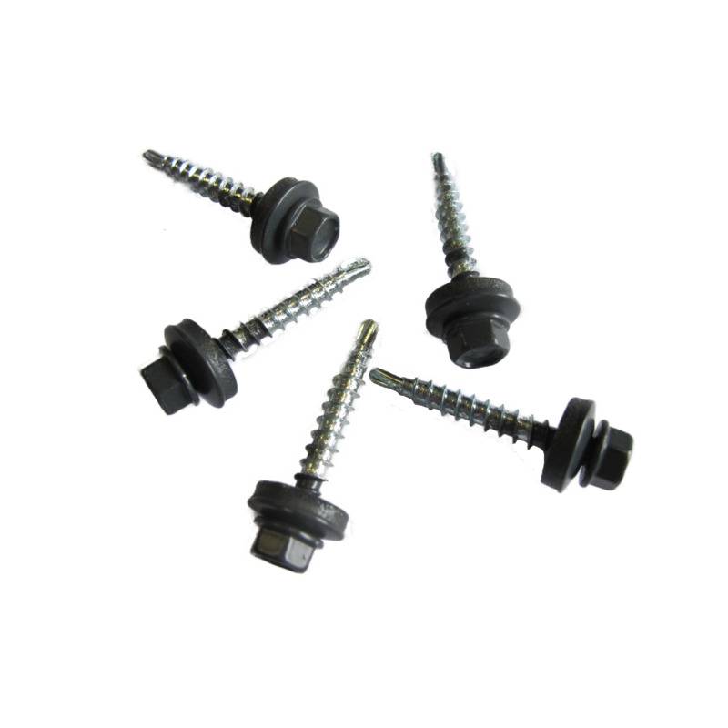 kit de 50 VIS AUTOPERCEUSES (4,9 x 35 mm) + 50 rondelles d'étanchéité pour panneaux tuiles facile - Coloris - Gris anthracite mat, Longueur - 3.5 cm - Image 1