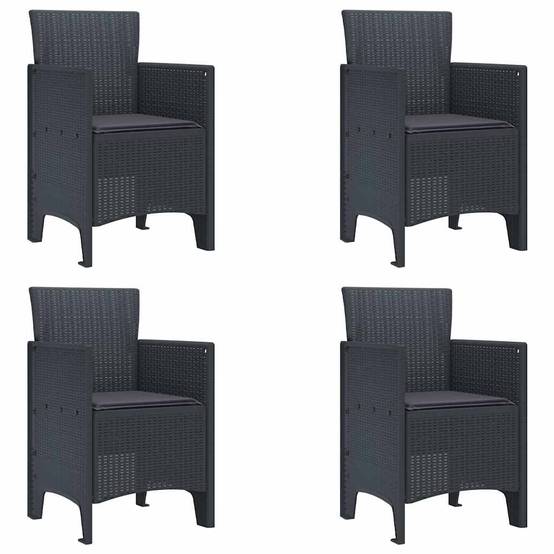 Lot De 4 Chaises De Jardin - Fauteuils De Jardin Anthracite 53 x 49 x 85 cm PP - Image 1