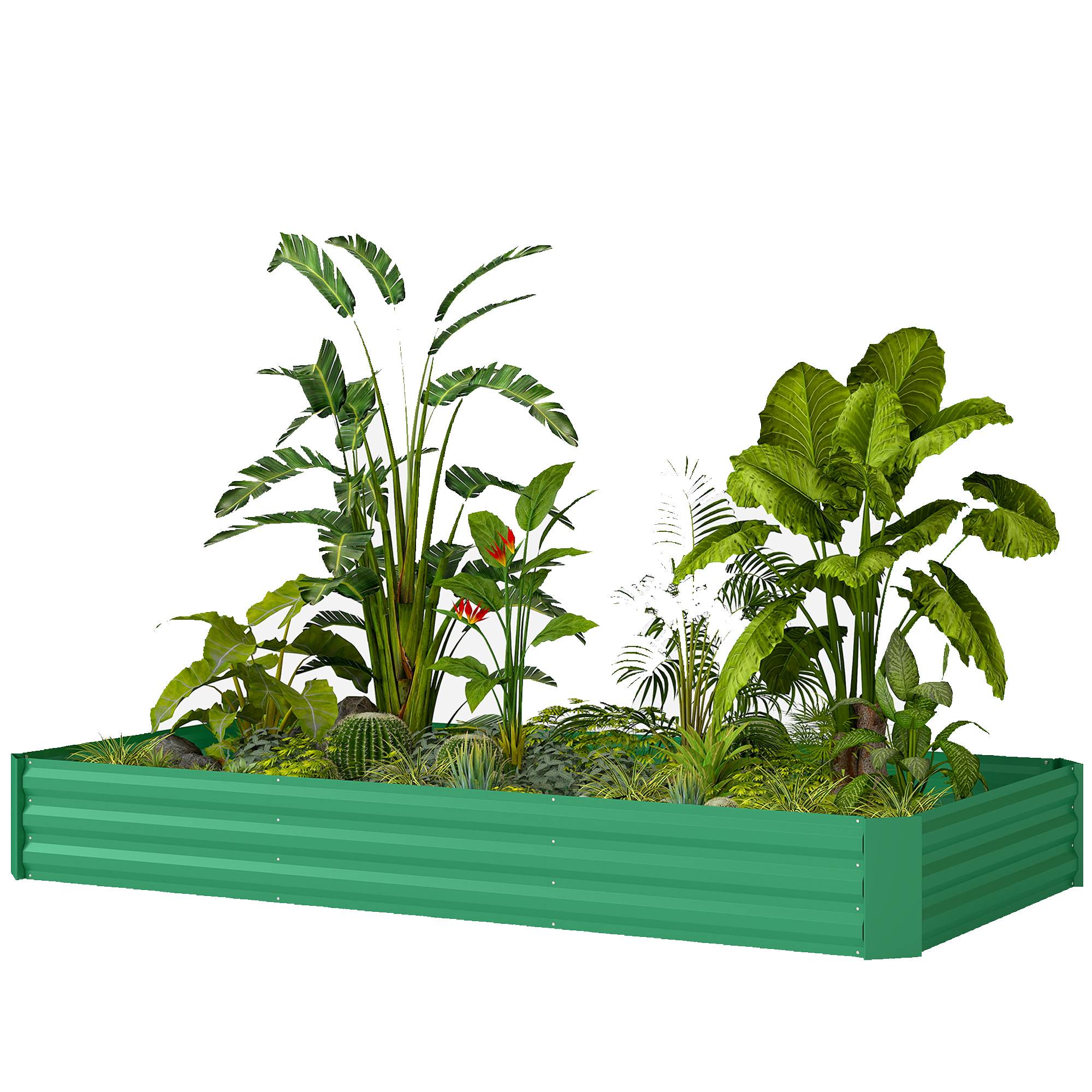 Sans Marque - Jardinière extérieur carré potager galvanisé bordure sécurité fond ouvert 240x120x30 cm vert - Image 2