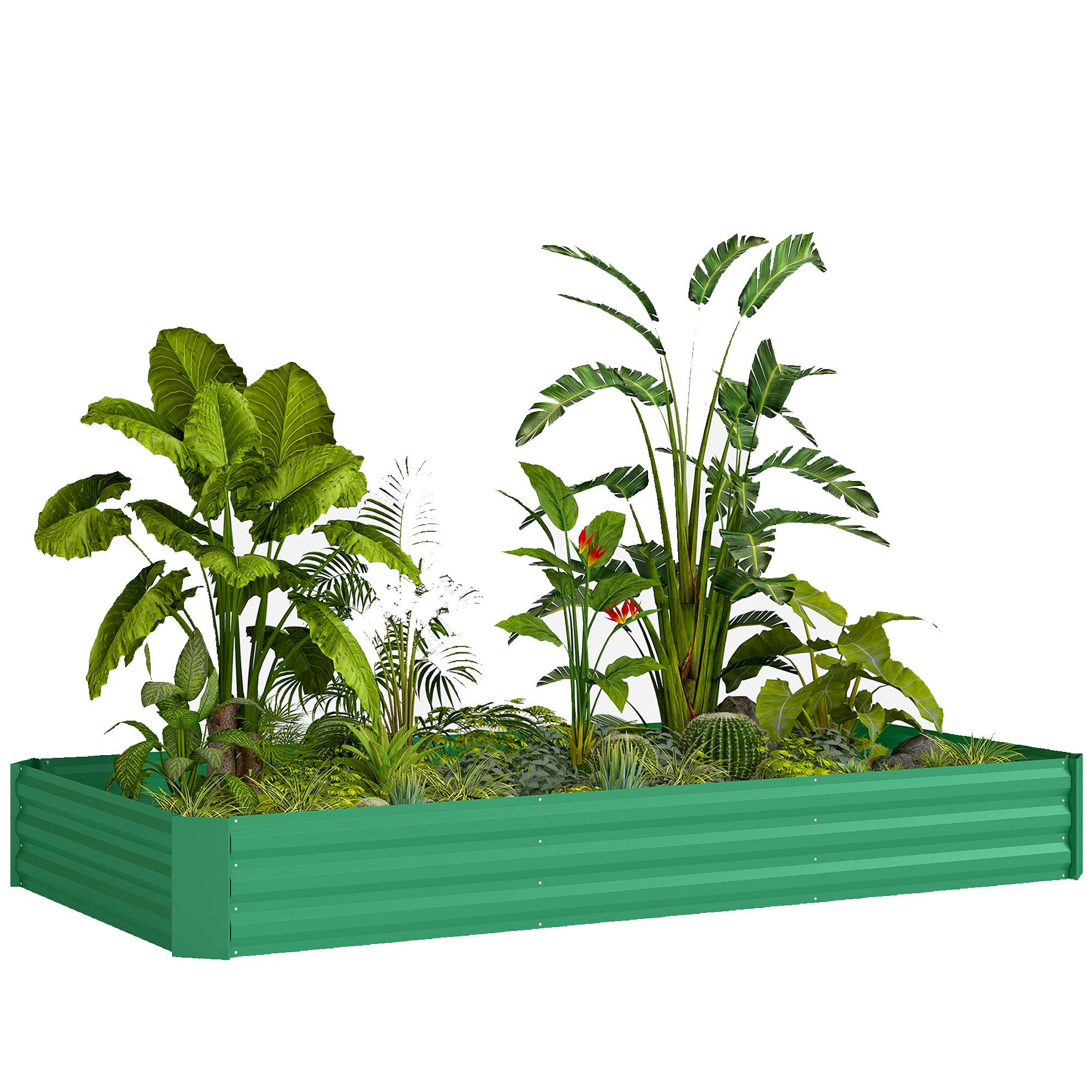 Sans Marque - Jardinière extérieur carré potager galvanisé bordure sécurité fond ouvert 240x120x30 cm vert - Image 1