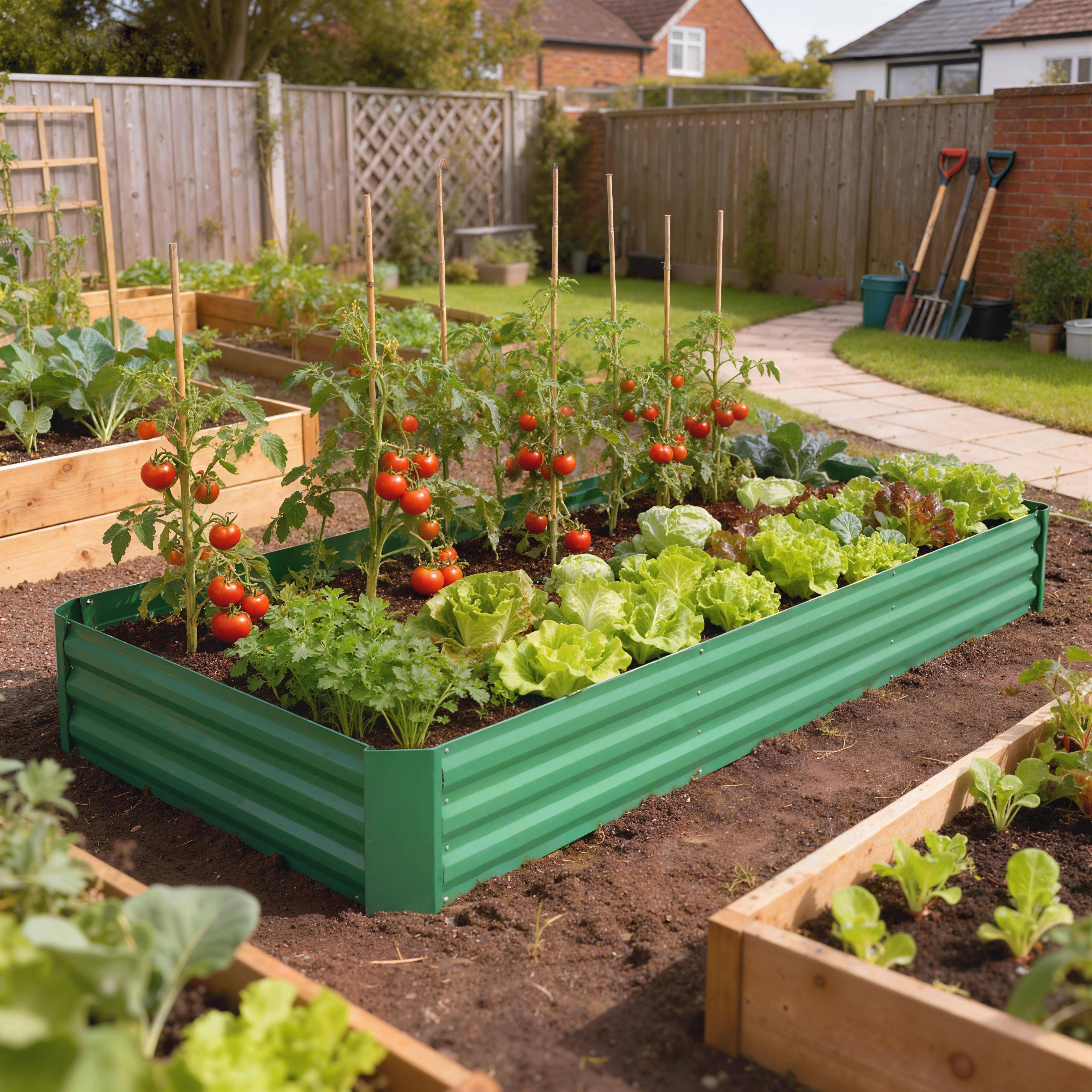 Sans Marque - Jardinière extérieur carré potager galvanisé bordure sécurité fond ouvert 240x120x30 cm vert - Image 3