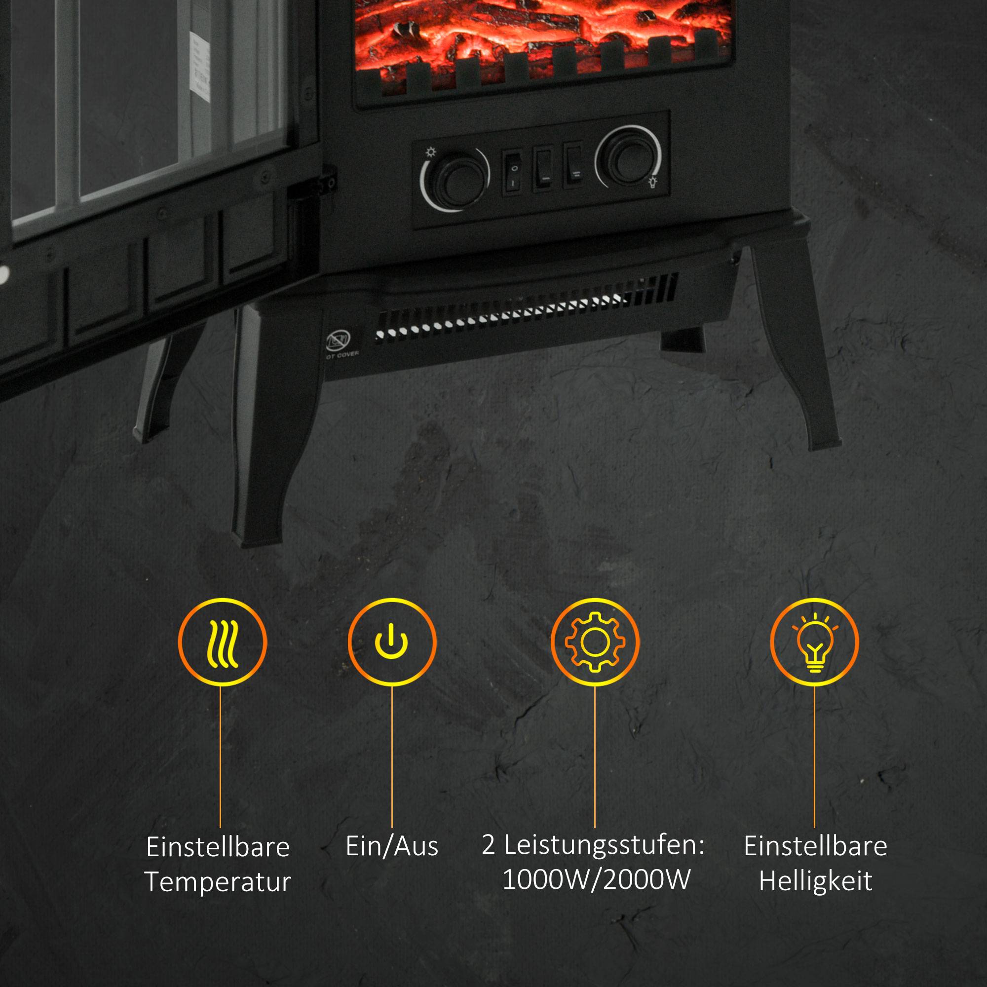 ComfortXL - Poêle électrique 2000W design cheminée effet flammes LED réglables Noir – ComfortXL Outdoor Living - Image 5