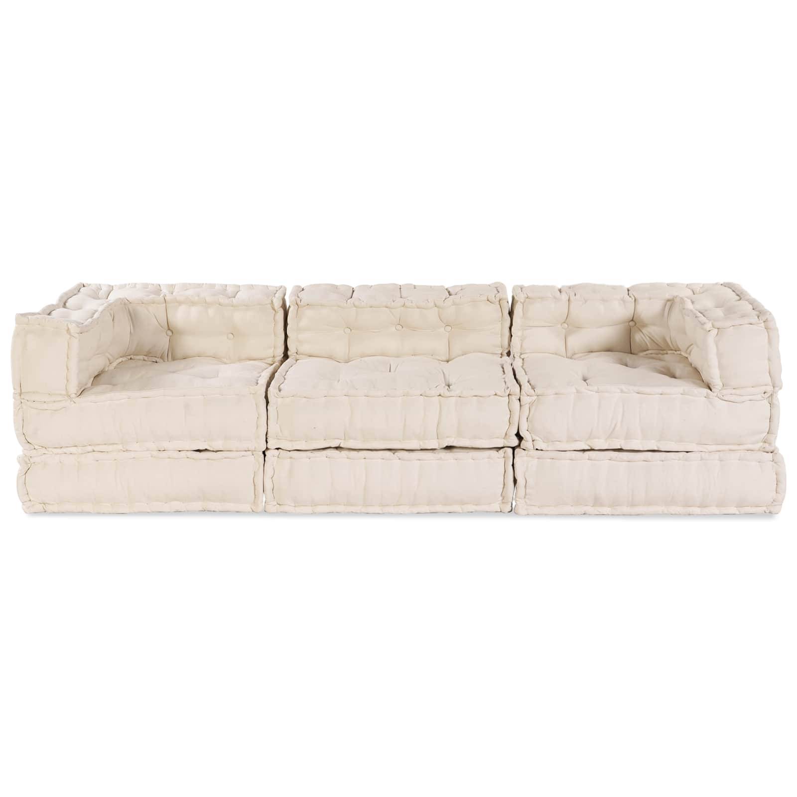 Canapé modulaire tissu crème 210 x 70 x 56 cm - PANGIVO - Image 6