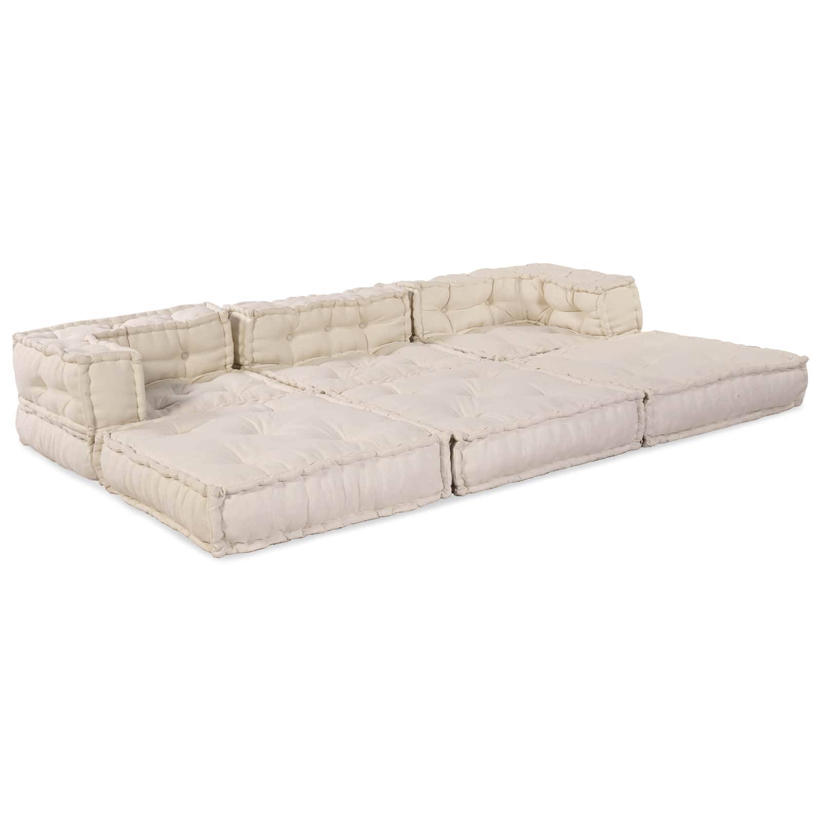 Canapé modulaire tissu crème 210 x 70 x 56 cm - PANGIVO - Image 5