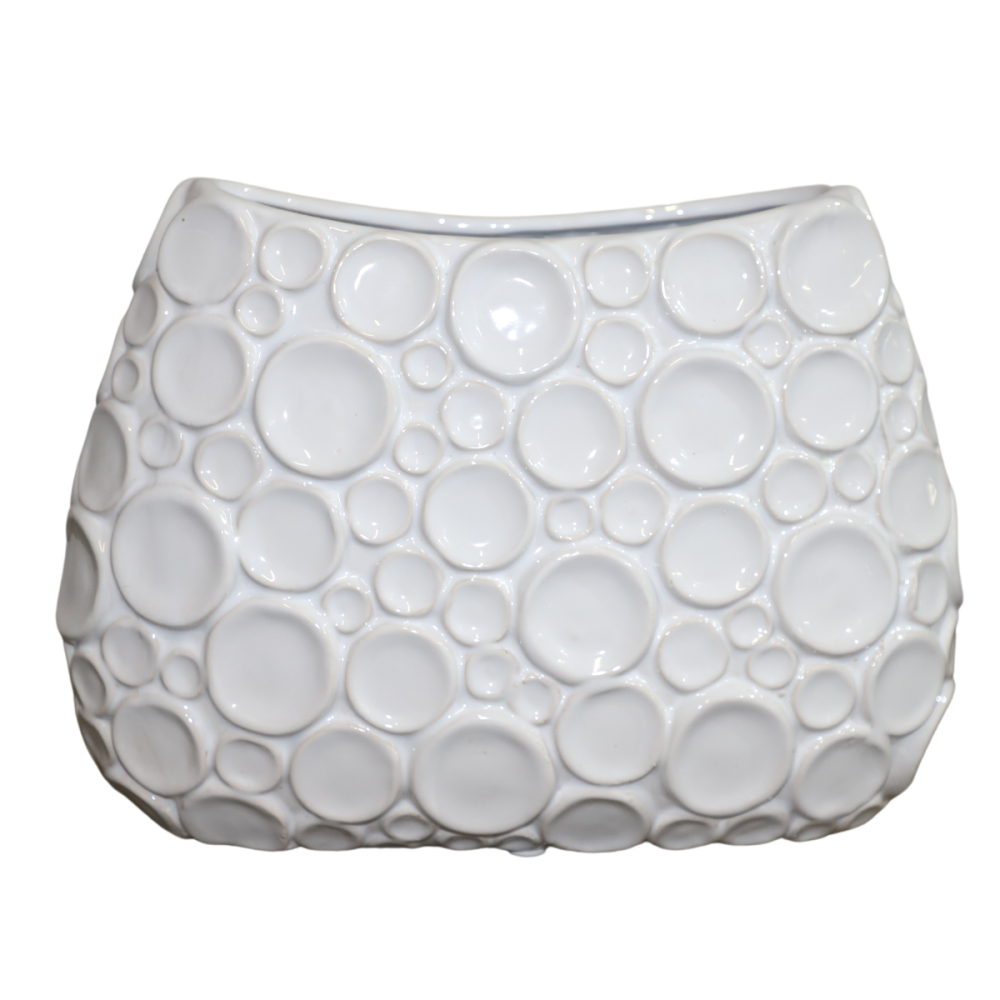 Vase en céramique blanc 28 x 12 x 21 cm Chemin de campagne - Image 1