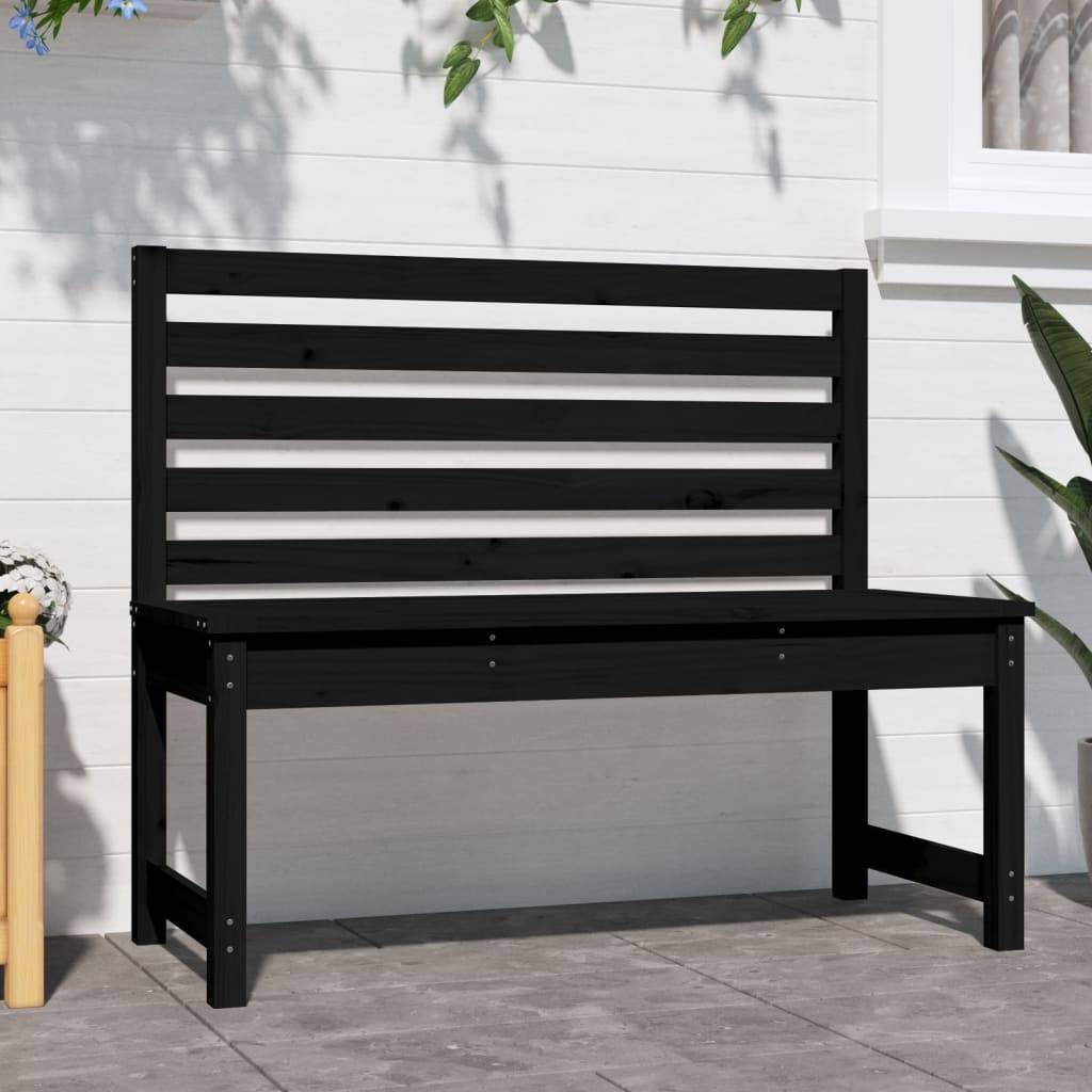 Maison Chic - Banc de jardin - Banc d'extérieur - Banquette noir 109 cm bois massif de pin - Image 3