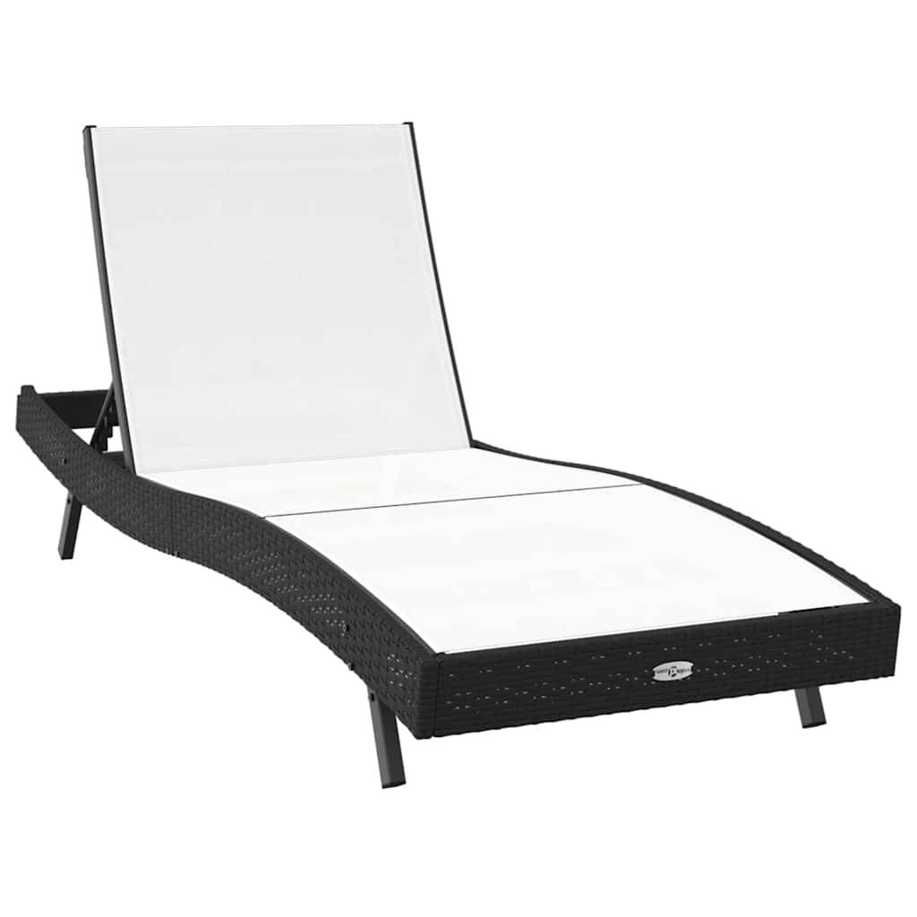 PANGIVO - Transat polyrotin Noir et Blanc avec Table 197 x 70 x 82 cm, 40 x 40 x 40,5 cm - PANGIVO - Image 5