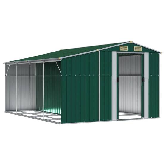 Abri Jardin Acier Galvanisé 10m² Cabane Rangement Outils 4 Aérations Vert - ComfortXL Outdoor Living - Image 3
