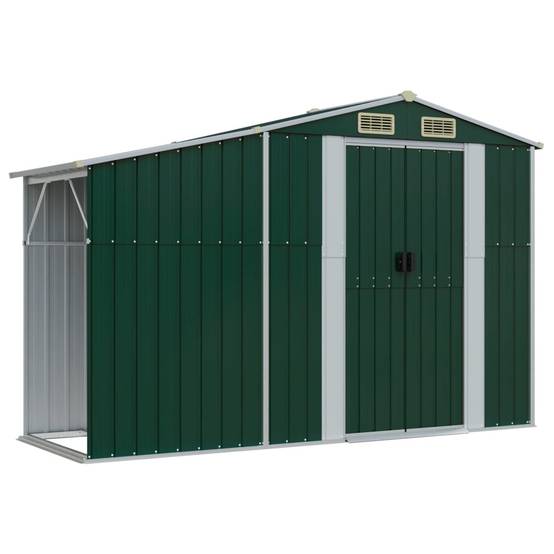 Abri Jardin Acier Galvanisé 10m² Cabane Rangement Outils 4 Aérations Vert - ComfortXL Outdoor Living - Image 8