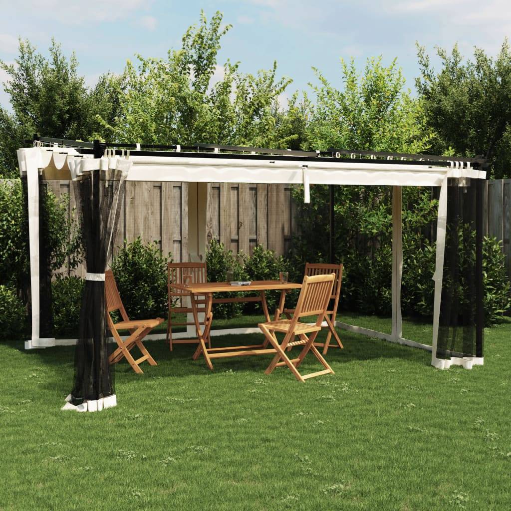 ComfortXL - Pergola Acier 4x3 m avec Toit Rétractable et Moustiquaires pour Extérieur Jardin Crème – ComfortXL Outdoor Living - Image 1