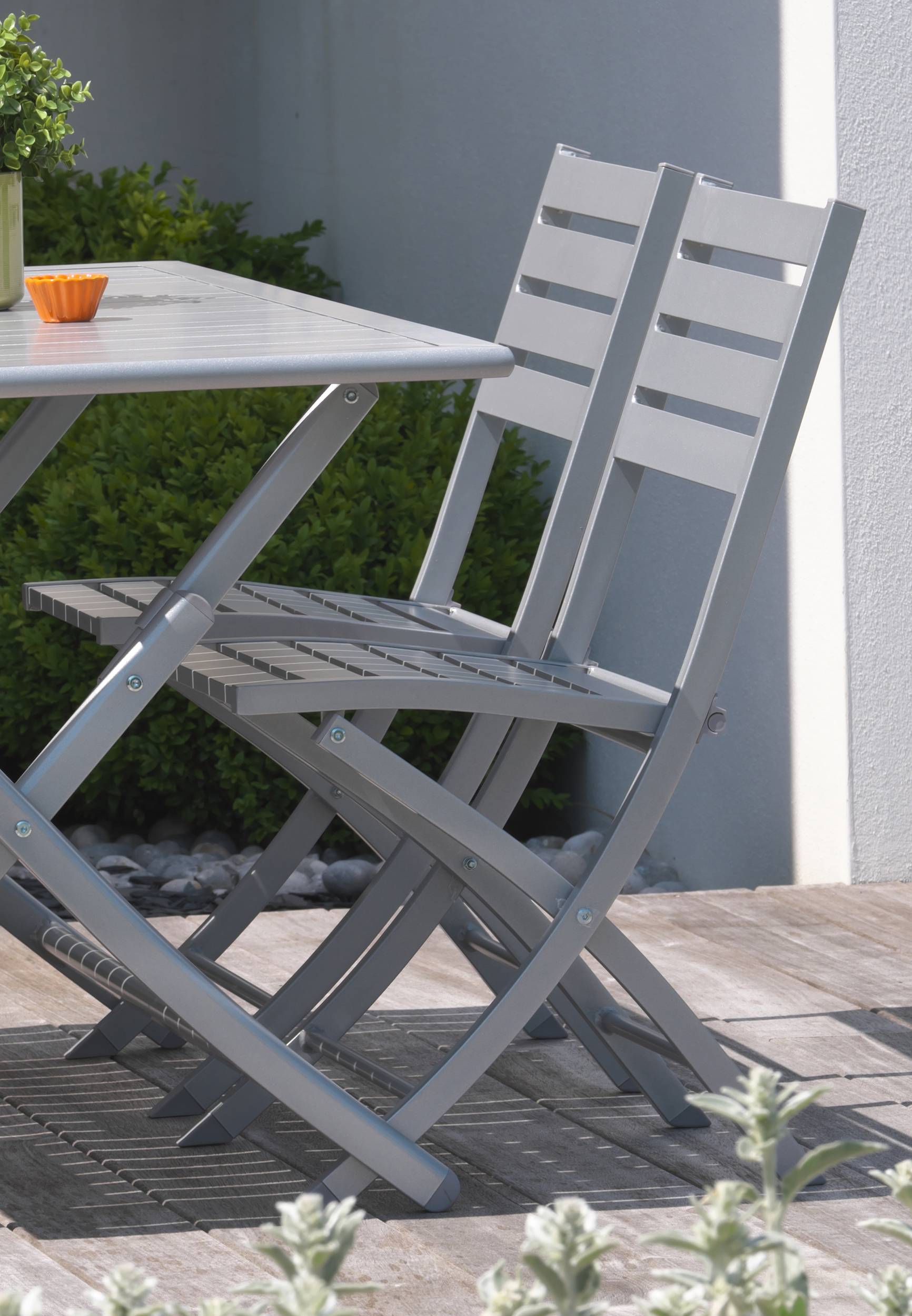 City Garden - Lot de 2 chaises de jardin en aluminium - Gris clair - MARIUS - Image 4