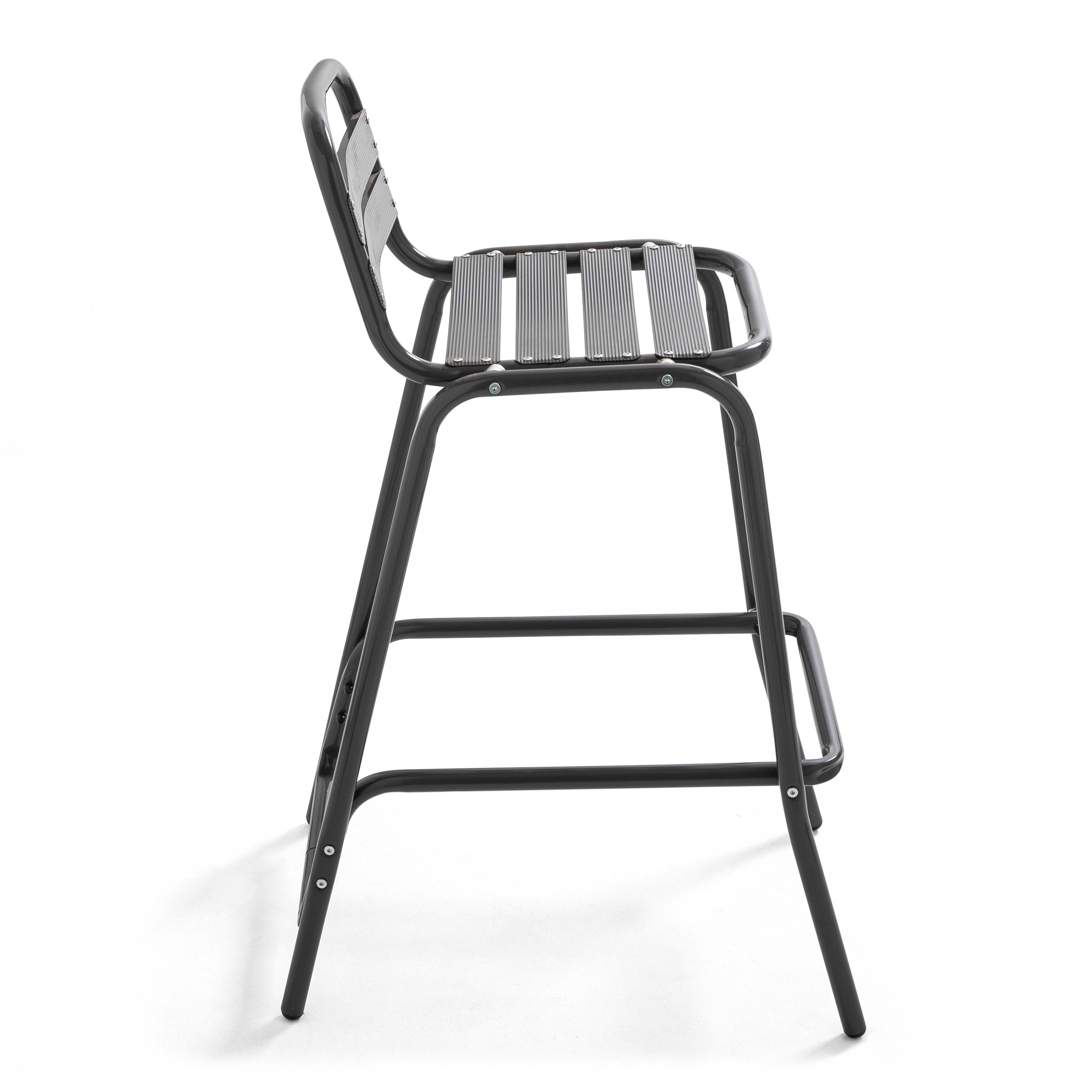 Oviala - Lot de 4 chaises haute en aluminium gris Soho - Oviala - Image 3
