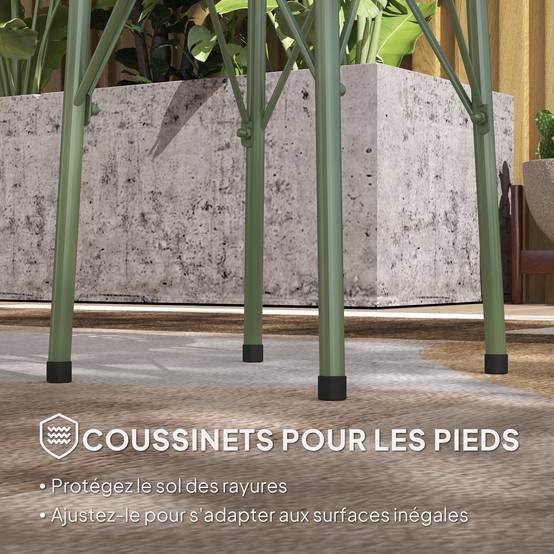 Petite table d'appoint ronde, table de jardin, avec découpe en forme de fleur et feuilles, en acier, Ø 40 x 50 cm, vert - Image 8