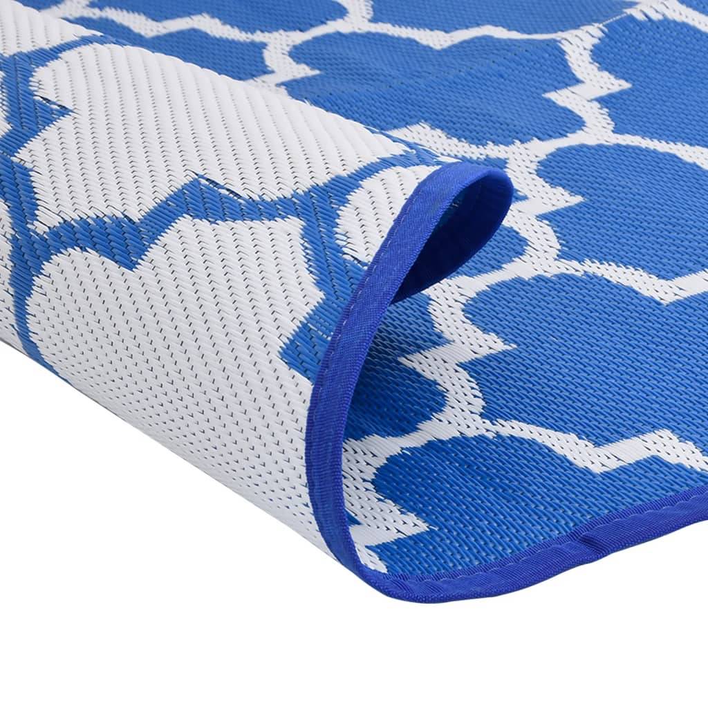 Tapis extérieur - Tapis de jardin - Tapis de terrasse bleu Ø160 cm PP - Image 4