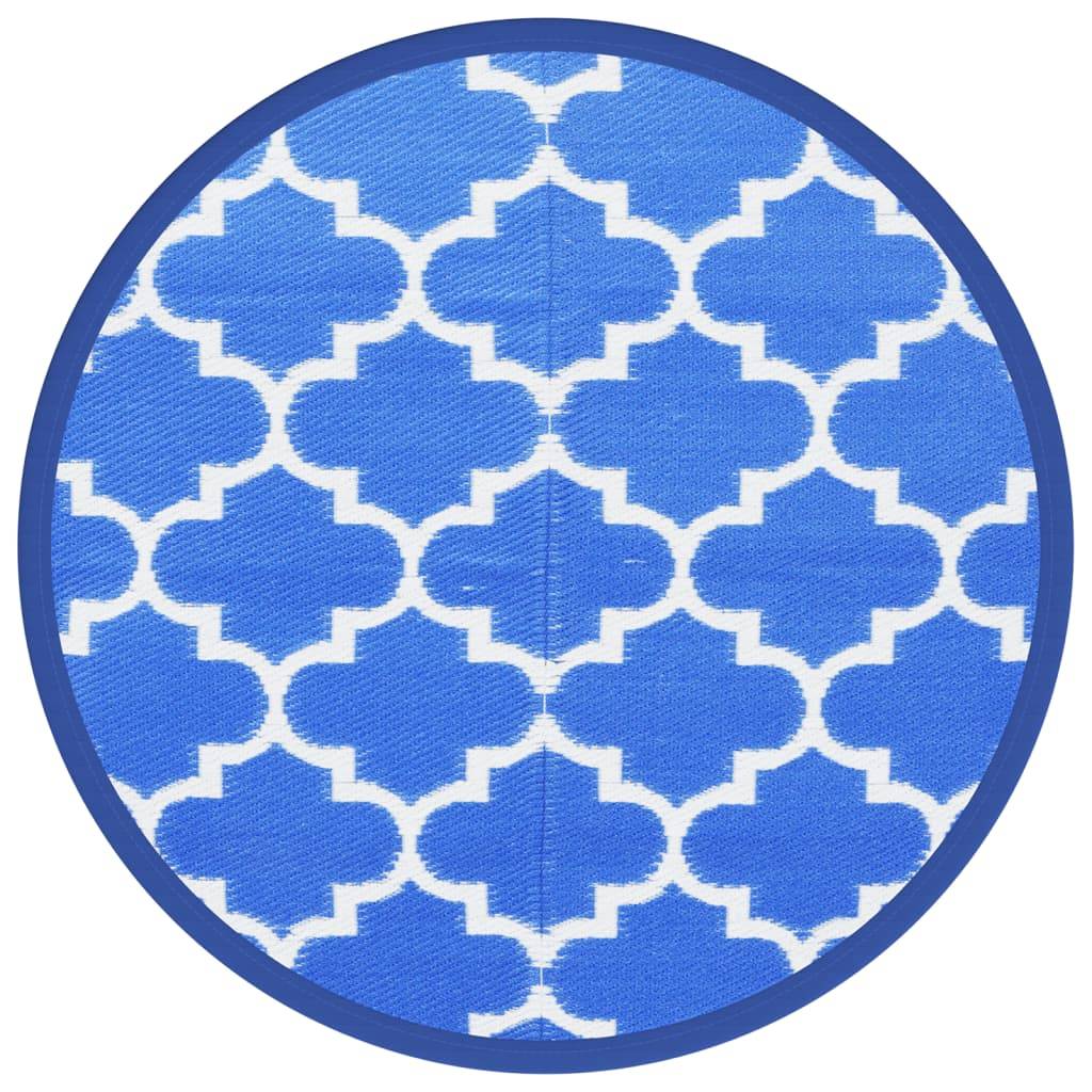 Tapis extérieur - Tapis de jardin - Tapis de terrasse bleu Ø160 cm PP - Image 1