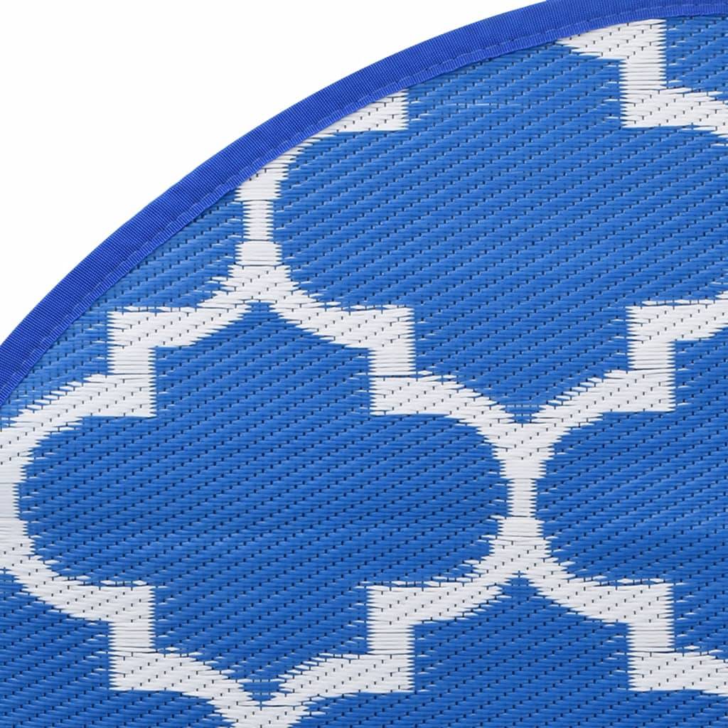 Tapis extérieur - Tapis de jardin - Tapis de terrasse bleu Ø160 cm PP - Image 5