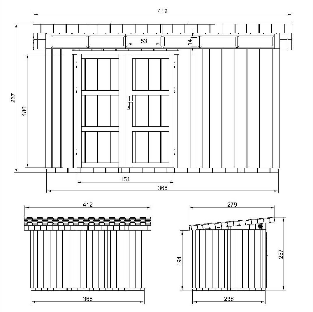 Timbela - Abri de Jardin Qualité Premium 9m² / L412xL279cm - Kit tout compris avec sol, tuiles bitumineuses, set de peinture - Timbela M904A-REDWOOD RED - Image 6