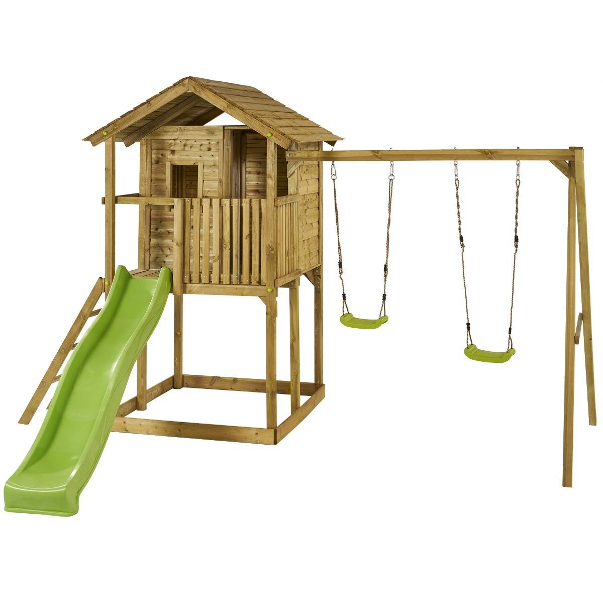Kangui - Aire de jeux bois - balançoires, toboggan, cabane et balcon WAPITI Kangui - Image 1