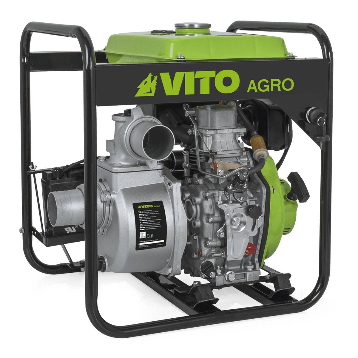 Pompe à eau 5CV Moteur Diesel 4T 246cm3 Motopompe thermique Raccords 80 mm Autonomie 11h VITO - Image 1