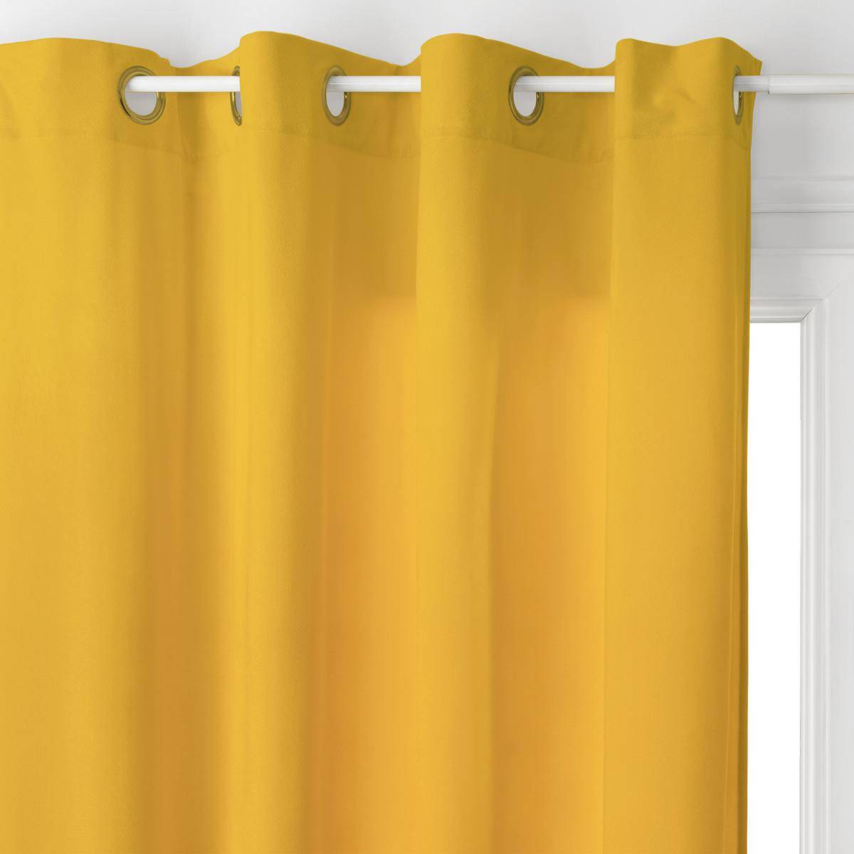 Atmosphera - Lot de 2 Rideaux à  œillets 140 x 260 cm Lilou Jaune Ocre - Image 2