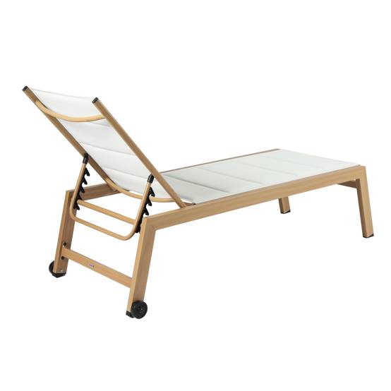 Oviala - Lot de 2 bains de soleil effet bois inclinable avec roues blanc Futuna - Oviala - Image 5